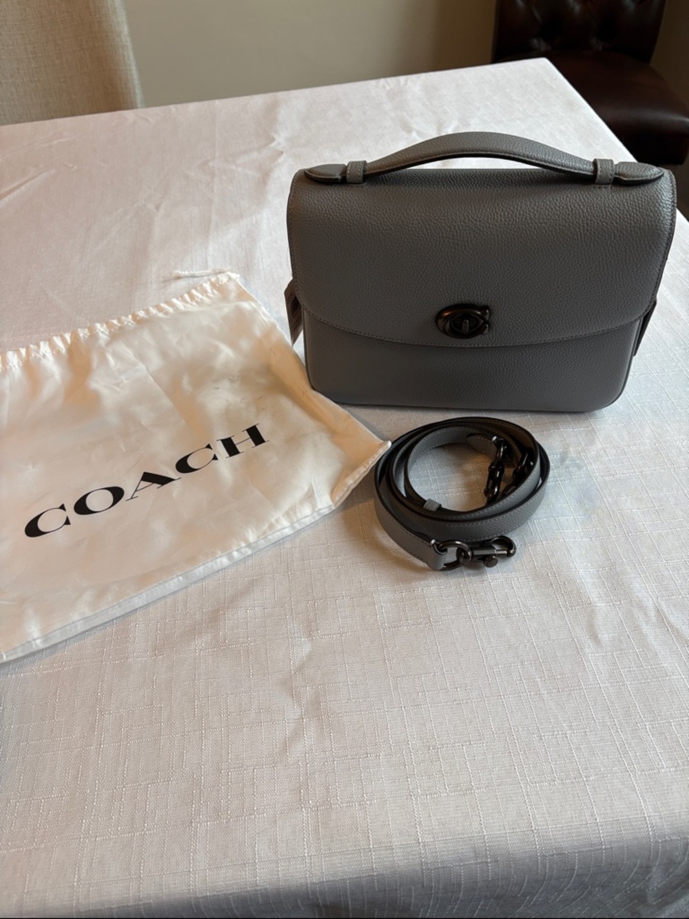 Coach Gray Pebbled Leather Top-Handle Crossbody